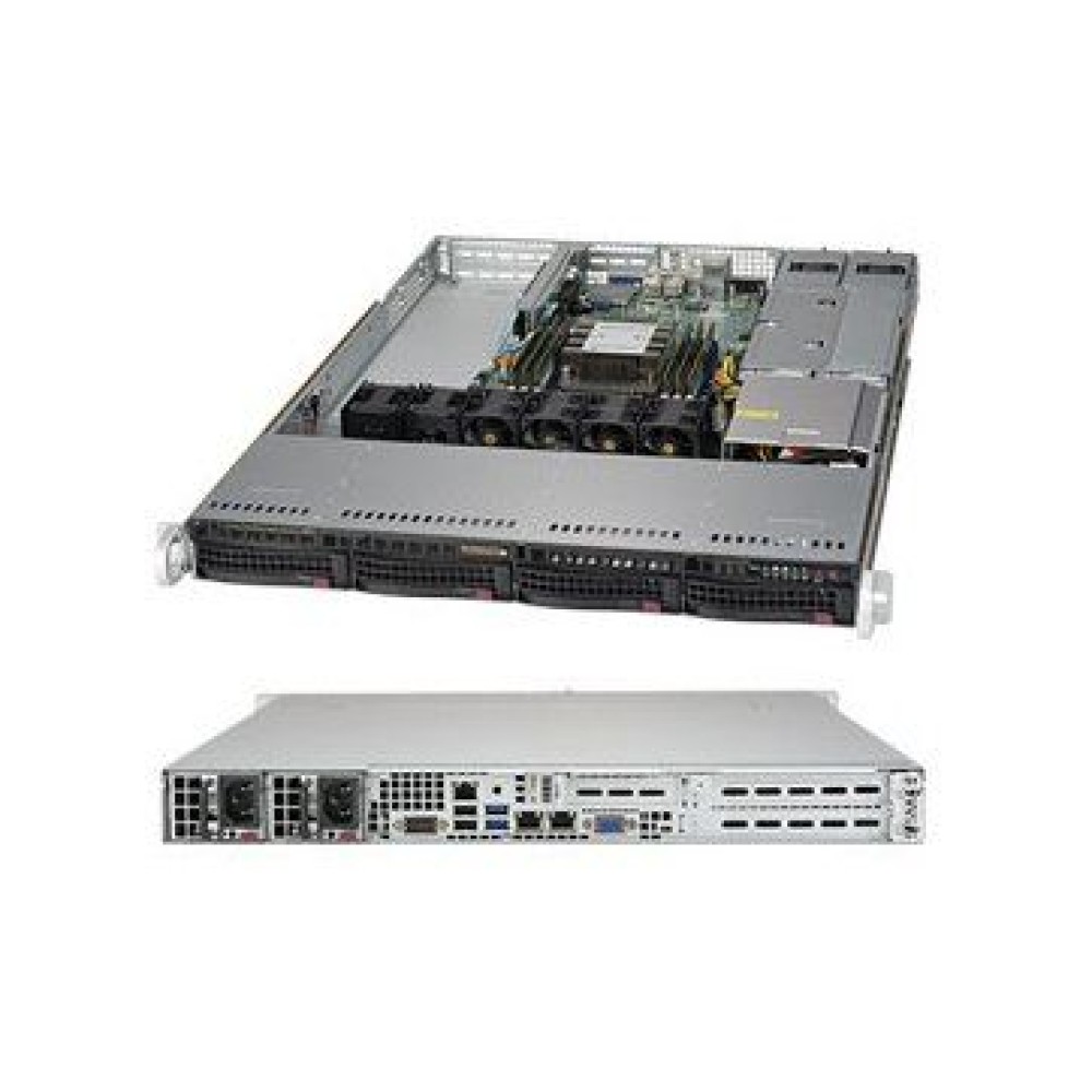 Supermicro SuperServer SYS-5019P-WTR 1U, 1xLGA 3647, TDP 70-205W, Intel C622, 6xDDR4, 4x3.5'' Hot-swap, SATA3 (6Gbps); RAID 0, 1, 5, 10, 2xPCI-E 3.0 x16, 1xPCI-E 3.0 x8, 2xRJ45 10GBase-T, 1xRJ45 IPMI, 5xUSB 3.0, 7xUSB 2.0, 1xVGA, 2 COM, 2x500W