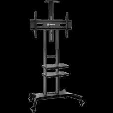 ONKRON Mobile TV Stand for 50-83” TVs with Wheels Shelves Height Adjustable Rolling TV Cart, Black