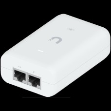 UBIQUITI PoE+ Adapter; Delivers up to 30W of PoE+; Additional power drives devices such as U6 LR, U6 Enterprise, Camera DSLR, and other PoE+ devices; Surge, peak pulse, and overcurrent protection; Contains RJ45 data input, AC cable with earth ground, and 