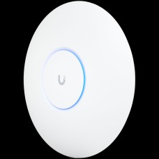 UBIQUITI U6 Pro; WiFi 6; 6 spatial streams; 140 m² (1,500 ft²) coverage; 350+ connected devices; Powered using PoE; GbE uplink.