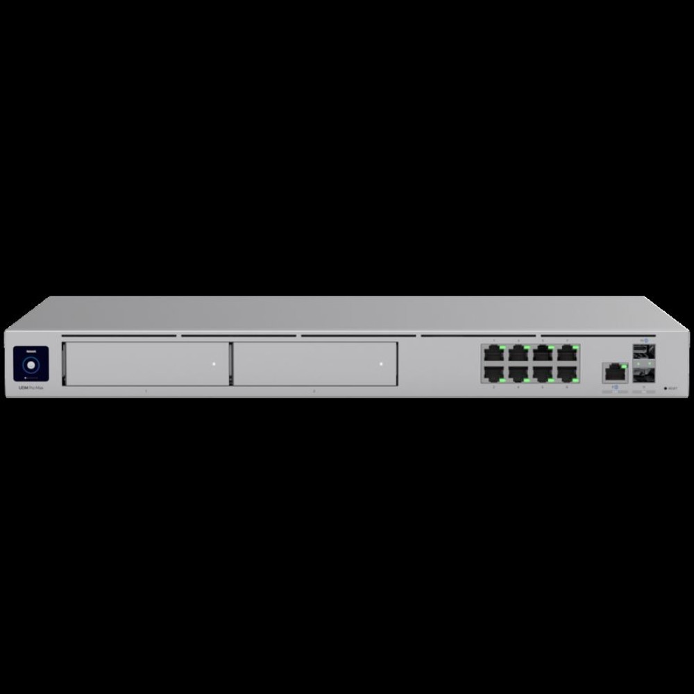 Ubiquiti rack-mount Cloud Gateway with 10 Gbps performance, multi-WAN load balancing, and two NVR drive bays designed for large-scale, multi-application UniFi sites