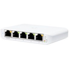 UBIQUITI Flex Mini; (4) GbE ports; (1) GbE PoE input port for power; Optional powering with included 5V, 1A USB-C adapter.