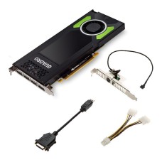 PNY NVIDIA Video Card Quadro P4000 GDDR5 8GB/256bit, 1792 CUDA Cores, PCI-E 3.0 x16, 4xDP, Cooler, Single Slot (DP-DVI-D Cable, 8 pin Power Cable, Stereo Connector Bracket included)