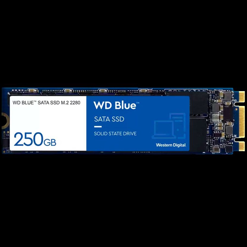 SSD WD Blue (M.2, 250GB, SATA III 6 Gb/s, 3D NAND Read/Write: 550 / 525 MB/sec, Random Read/Write IOPS 95K/81K)