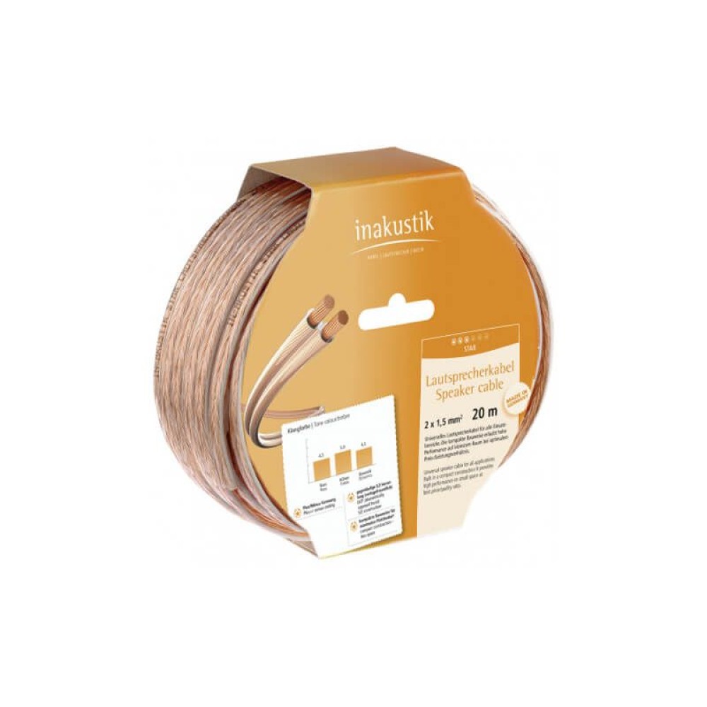 inakustik Кабель акустический Star 2x1,5 (бухта 20 м) EAN:4001985650095
