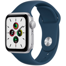 Apple Watch SE GPS, 40mm Silver Aluminium Case with Abyss Blue Sport Band 